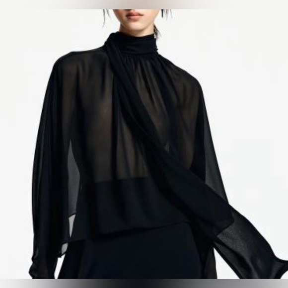 H&M Tops - Hm a/w 2024 tie neck chiffon blouse